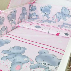 Защита на кроватку Мишка с подушкой розовая, Украина