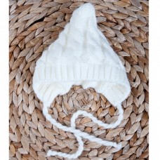Вязаная шапочка на трикотаже 3-6мес., цвет молочный, Украина